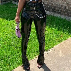 Black vinyl pants